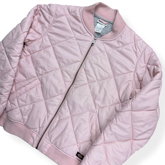 Dickies Women's‎ Quilted Puffer Bomber Jacket Coat Pale Pink Size Medium - Picture 3 of 13